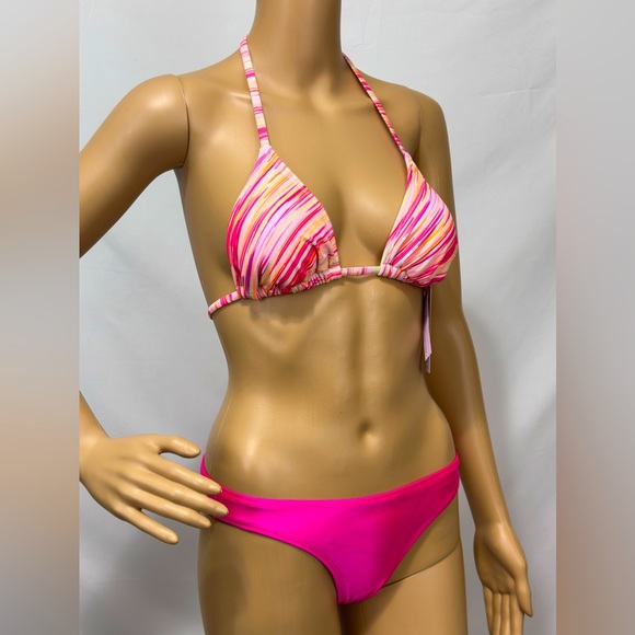 Wild fable Triangle Bikini Top in Pink Space Dye & Bright Pink Bottom XS… - Picture 6 of 11